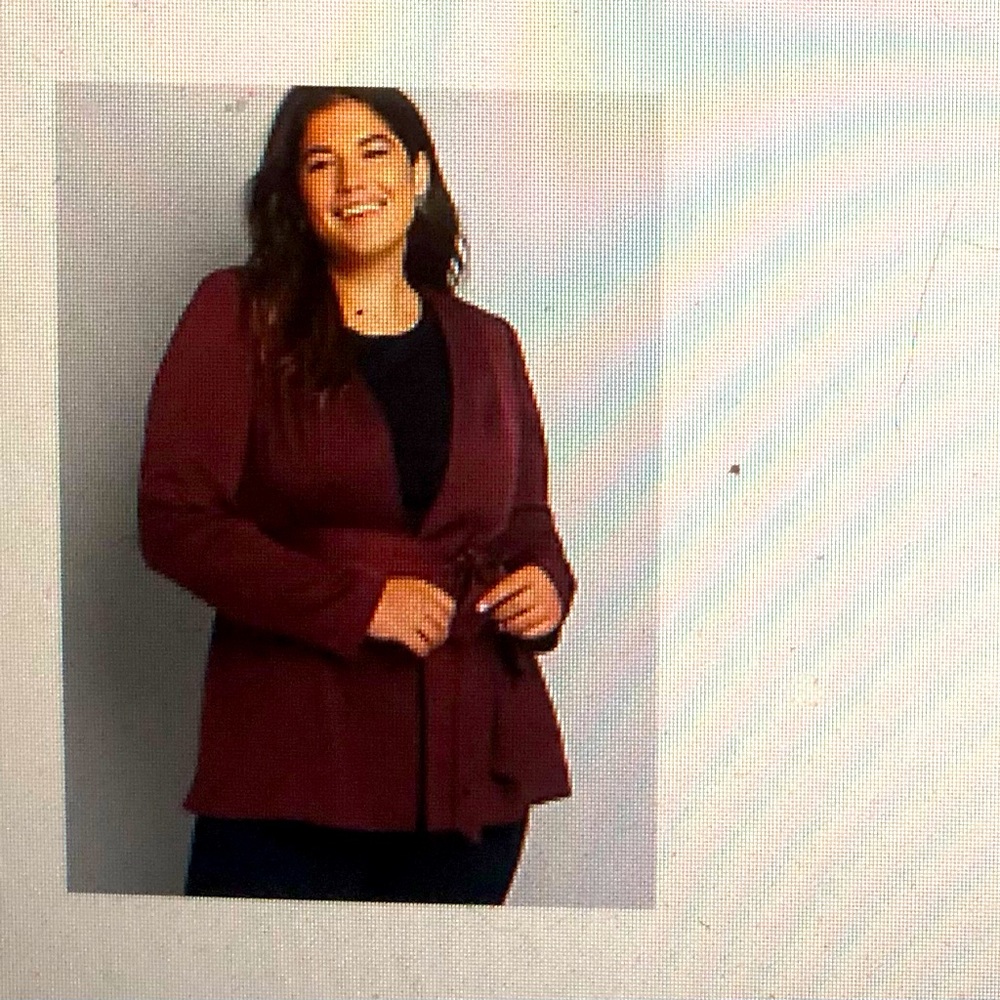 Lane Bryant Soft Jacket with tie.Size 18. New With Tags. Color: Winetasting.